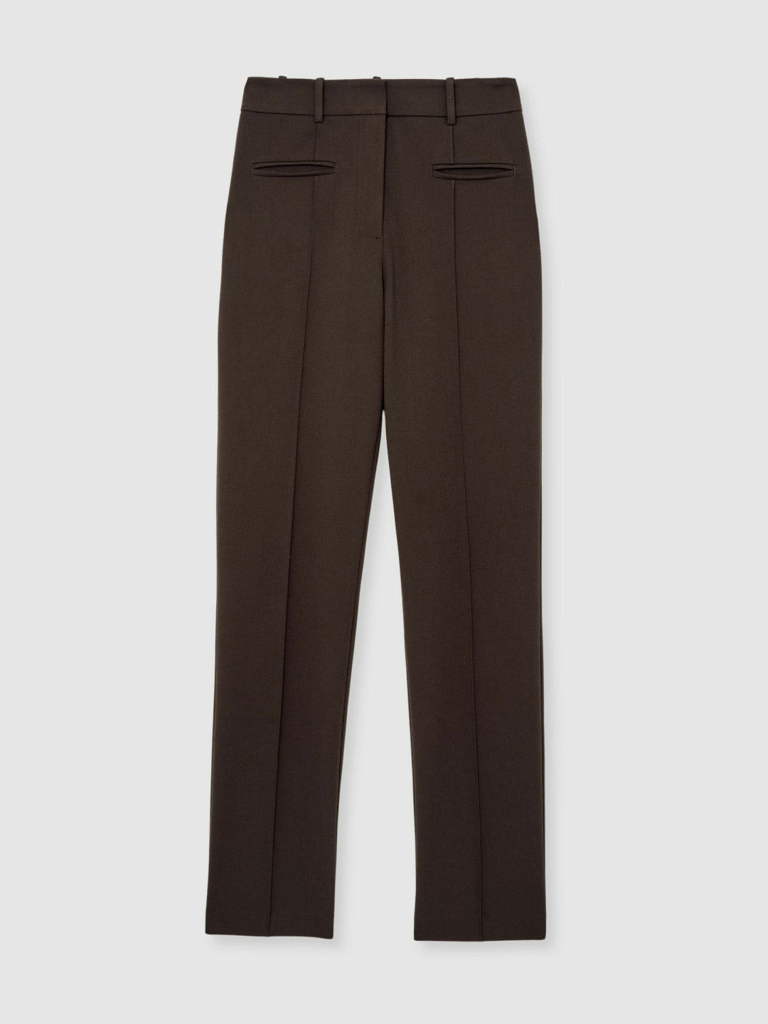Petite Pintuck Tapered Trousers in Chocolate Brown | Reiss Women New