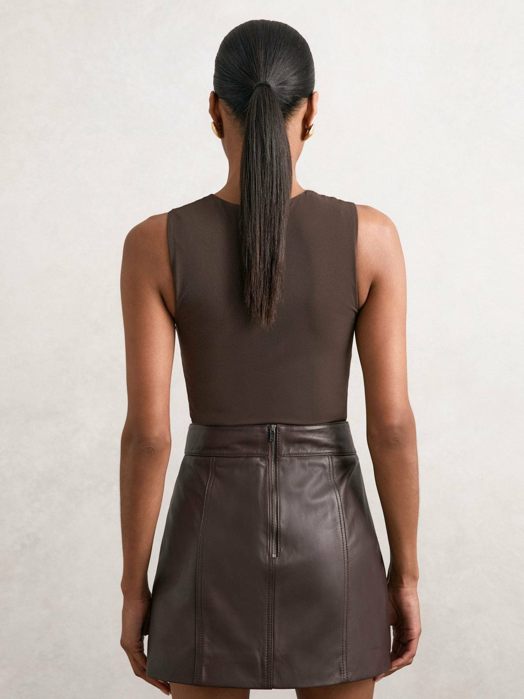 V-Neck Sleeveless Bodysuit in Chocolate Brown | Reiss Women Popular