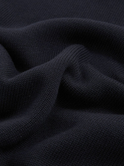 Cotton And Wool Crew-Neck Top in Navy | Reiss Women Signature