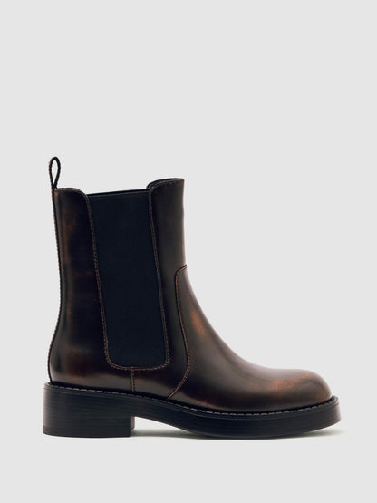 Leather Chelsea Boots in Brown | Reiss Women Signature