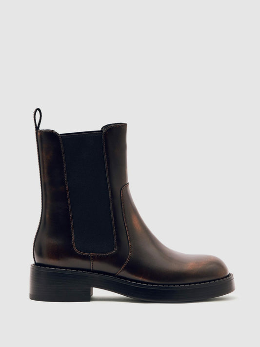 Leather Chelsea Boots in Brown | Reiss Women Signature