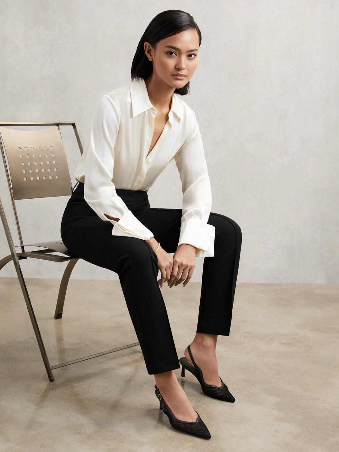 Pintuck Tapered Trousers in Black | Reiss Women Popular
