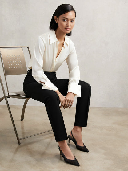 Pintuck Tapered Trousers in Black | Reiss Women Popular
