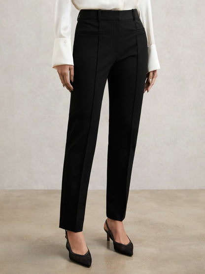 Pintuck Tapered Trousers in Black | Reiss Women Popular