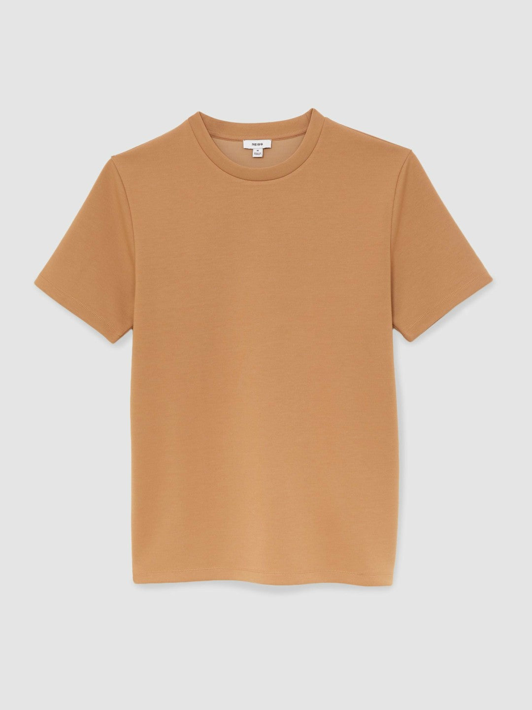 Interlock Jersey Crew Neck T-Shirt in Light Camel Brown | Reiss Men Signature