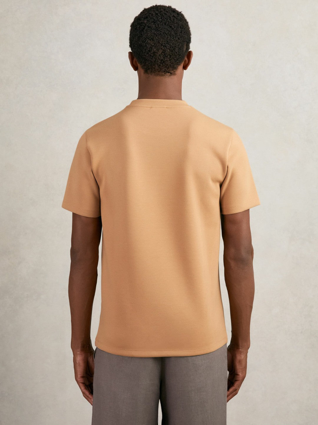 Interlock Jersey Crew Neck T-Shirt in Light Camel Brown | Reiss Men Signature