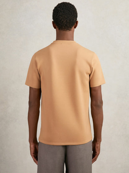 Interlock Jersey Crew Neck T-Shirt in Light Camel Brown | Reiss Men Signature