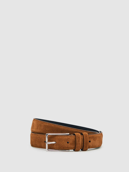 Suede Belt in Tobacco Brown | Reiss Men Trending