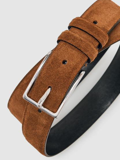 Suede Belt in Tobacco Brown | Reiss Men Trending