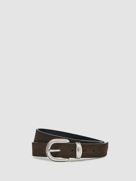 Suede Western-Style Belt in Dark Brown | Reiss Men Popular