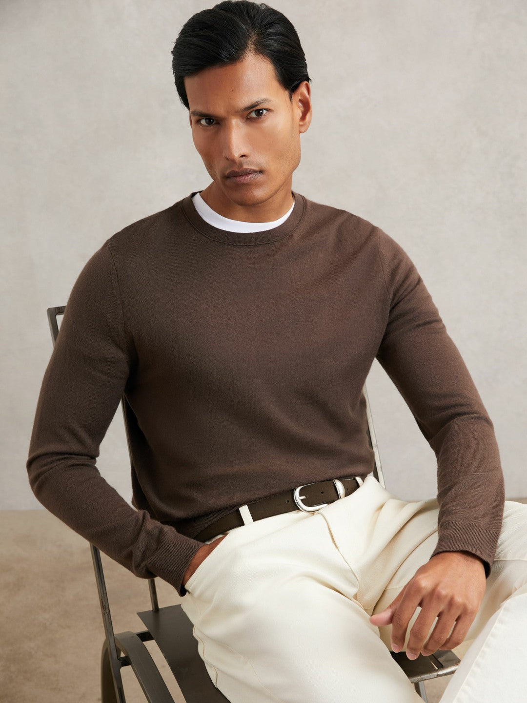 Suede Western-Style Belt in Dark Brown | Reiss Men Popular