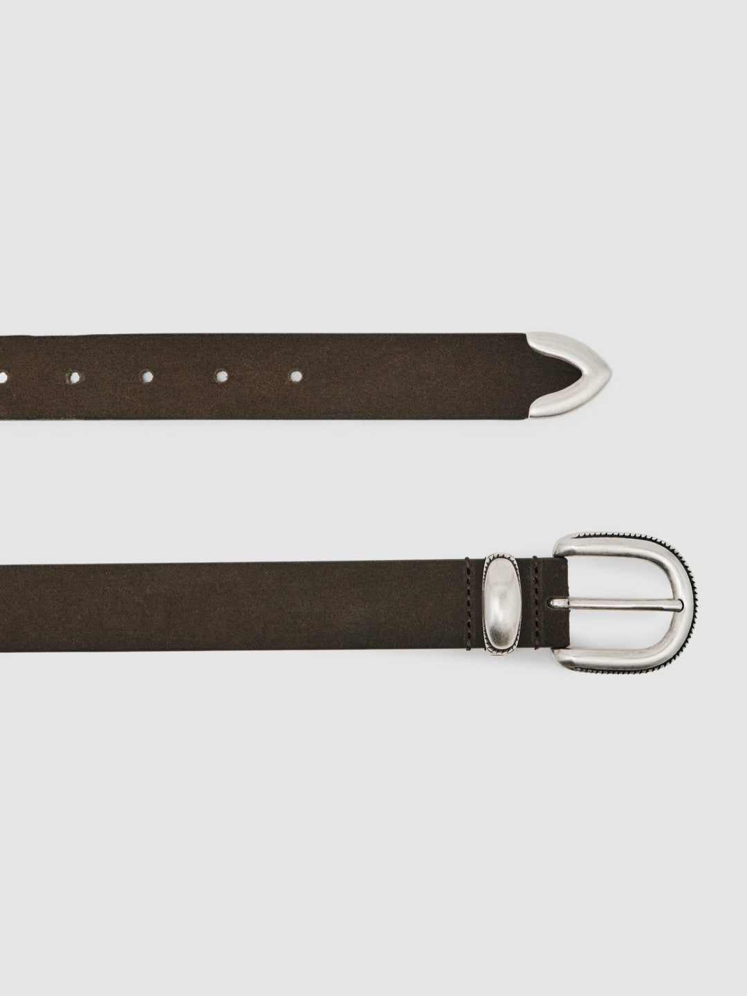 Suede Western-Style Belt in Dark Brown | Reiss Men Popular