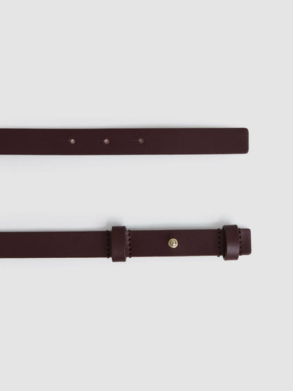 Leather Square Hinge Belt in Burgundy | Reiss Women Exclusive