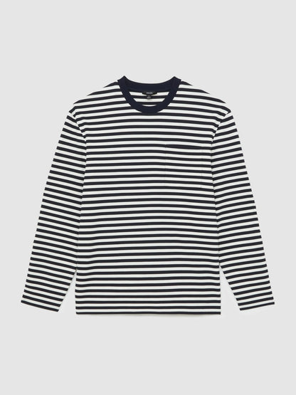 Striped Crew-Neck T-Shirt in Navy/White | Reiss Men Featured