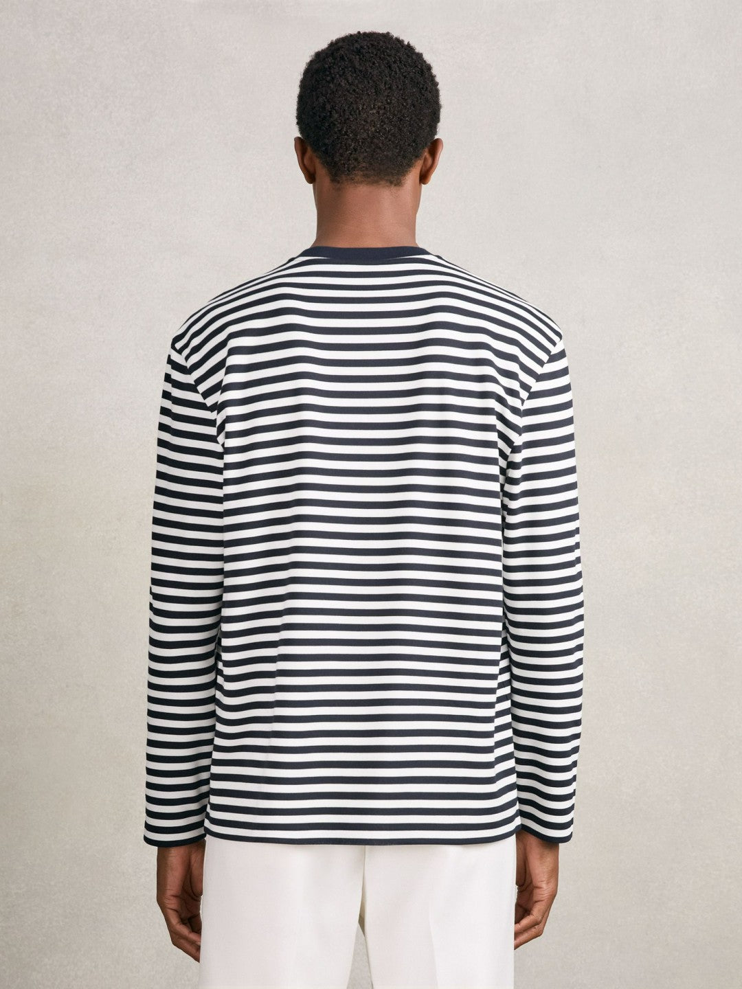 Striped Crew-Neck T-Shirt in Navy/White | Reiss Men Featured