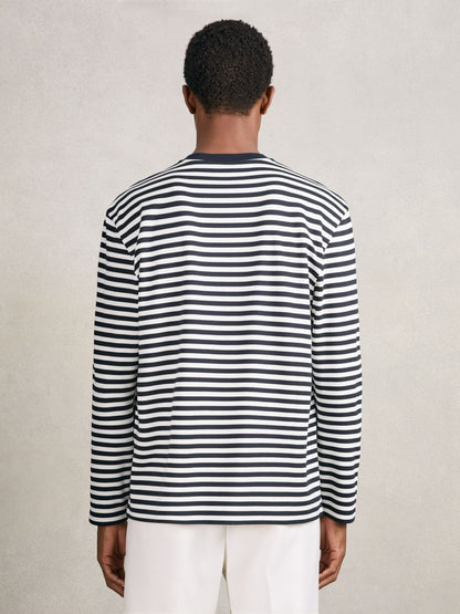 Striped Crew-Neck T-Shirt in Navy/White | Reiss Men Featured