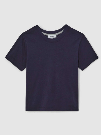 3-9 yrs Cotton Crew Neck T-Shirt in Navy | Reiss Children & Baby Signature