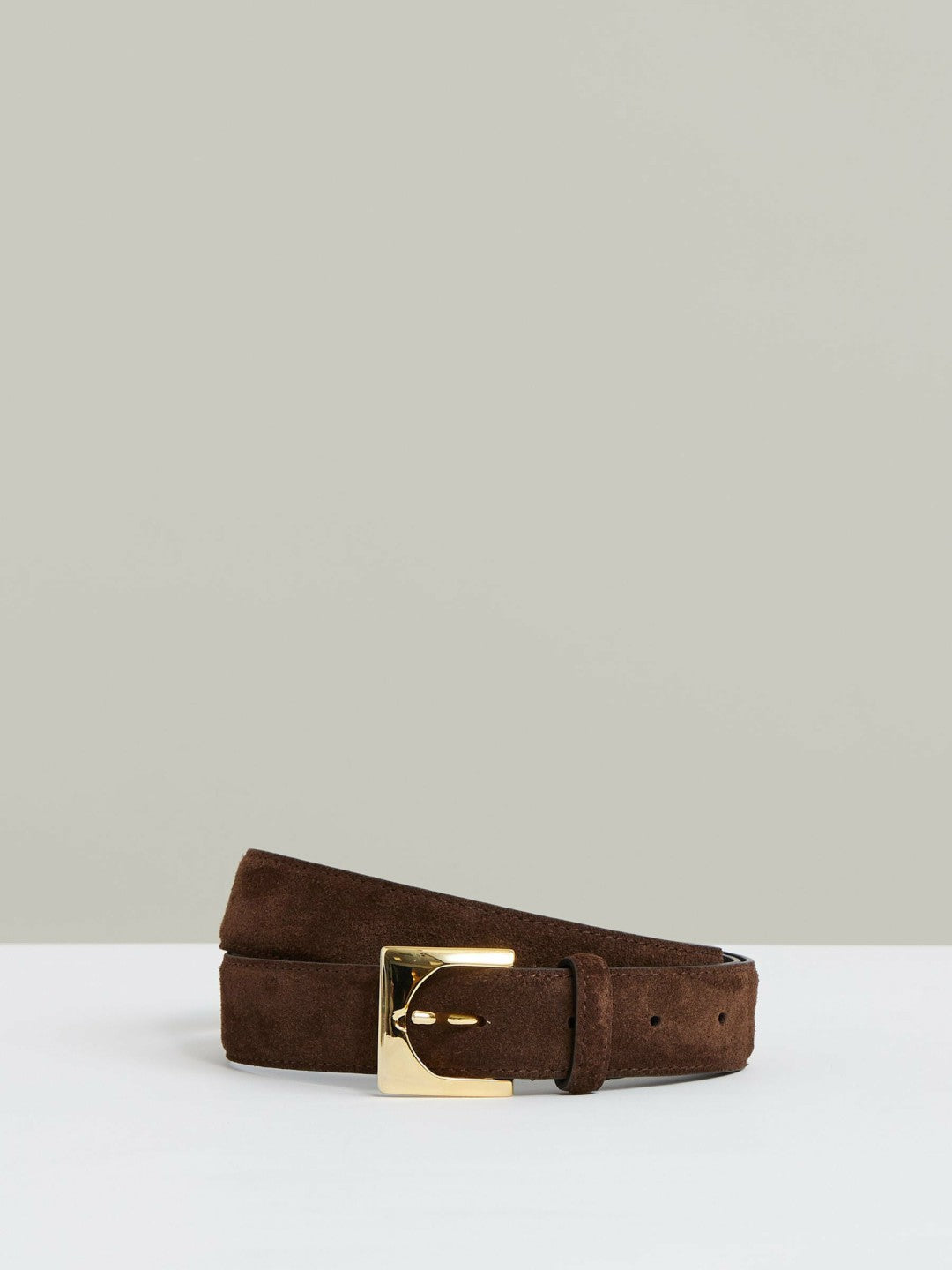Suede Square Buckle Belt in Chocolate | Reiss Women Recommended
