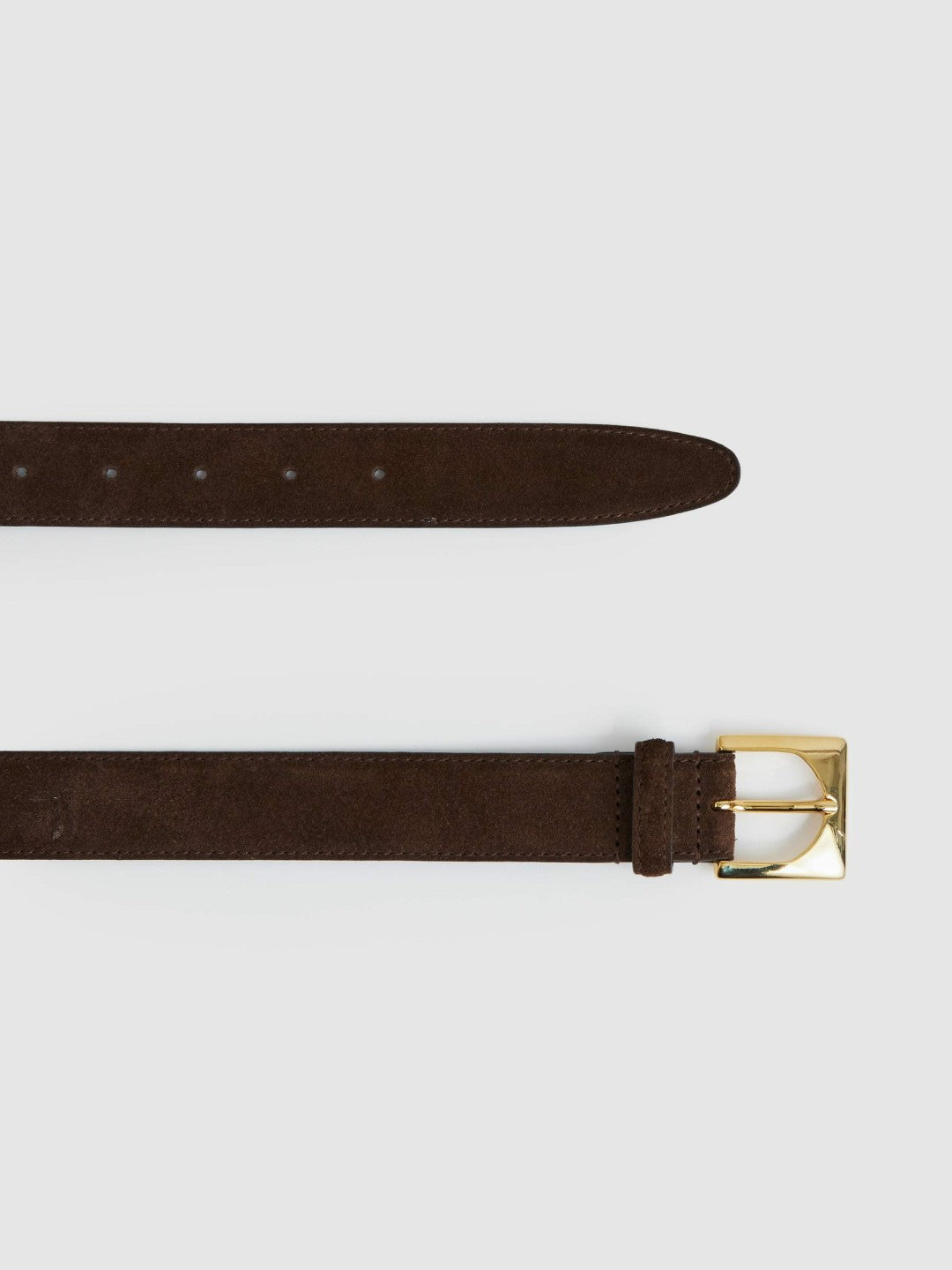 Suede Square Buckle Belt in Chocolate | Reiss Women Recommended
