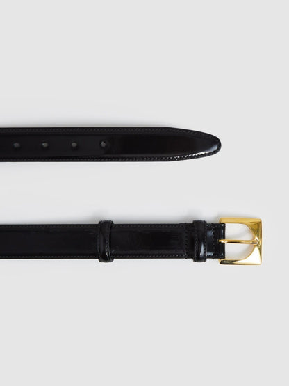 Suede Square Buckle Belt in Black | Reiss Women Best Seller