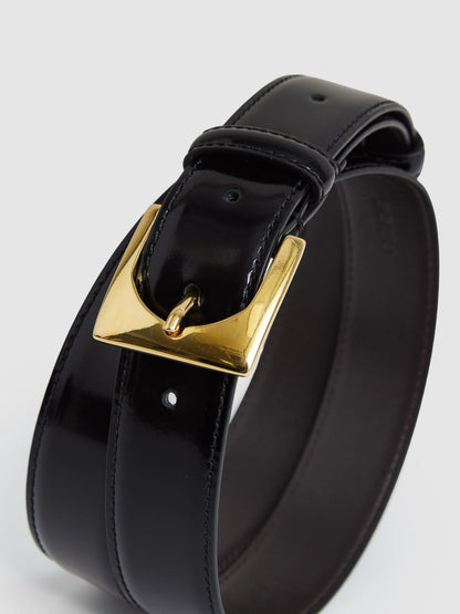 Suede Square Buckle Belt in Black | Reiss Women Best Seller