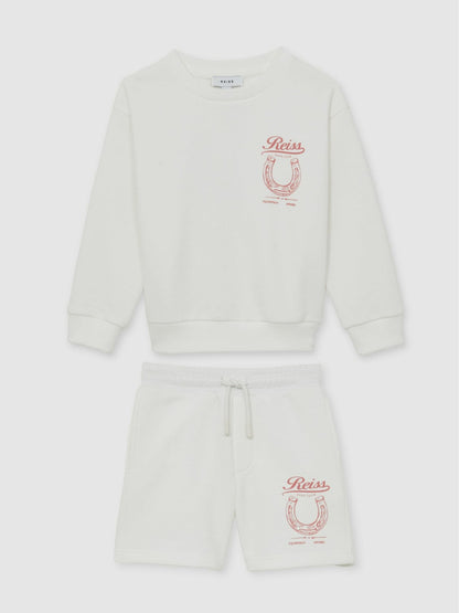 Pony Club Sweatshirt and Shorts Set in Ecru | Reiss Children & Baby Premium