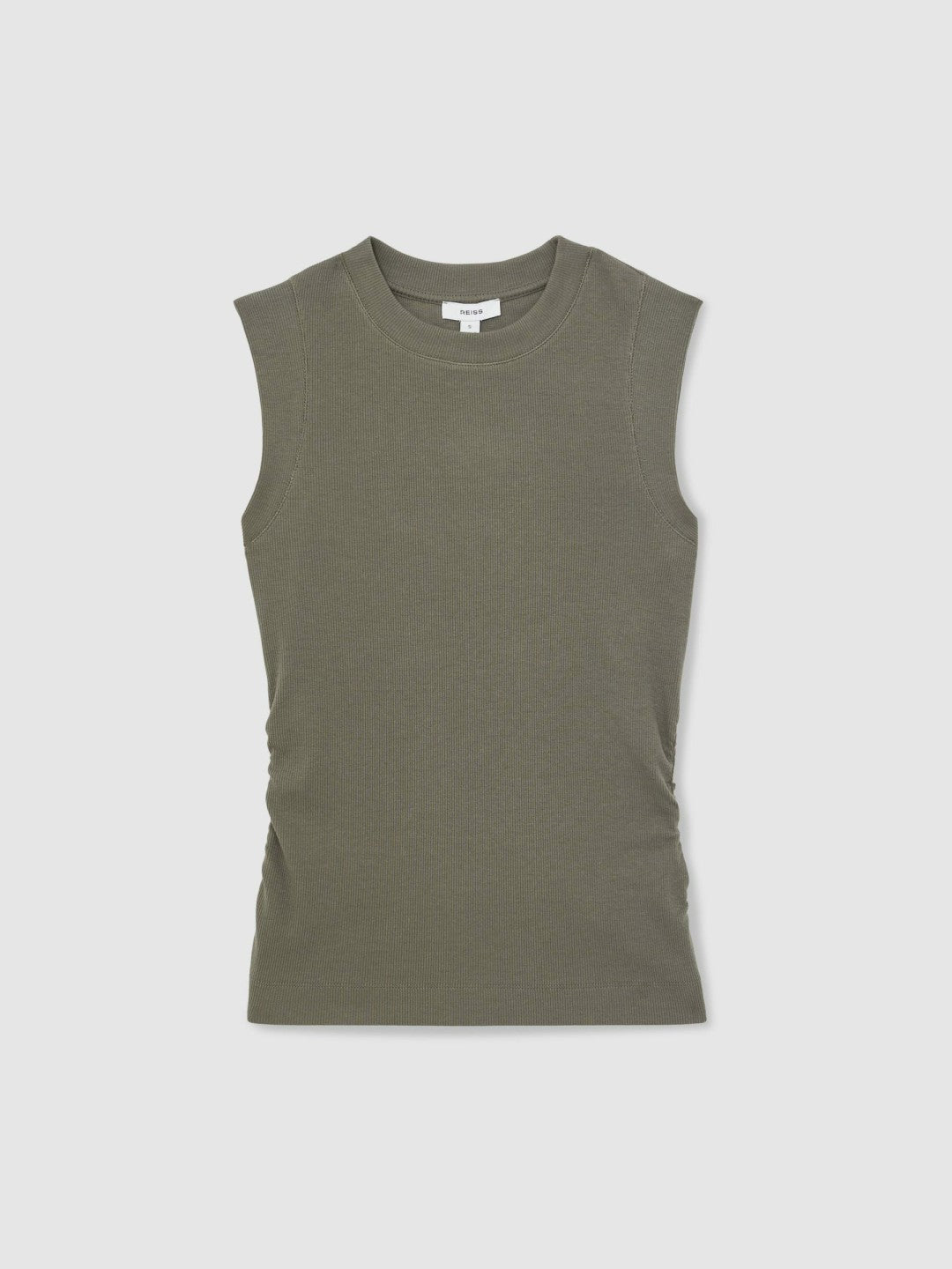 Ribbed Ruched Waist Vest in Khaki Green | Reiss Women Popular