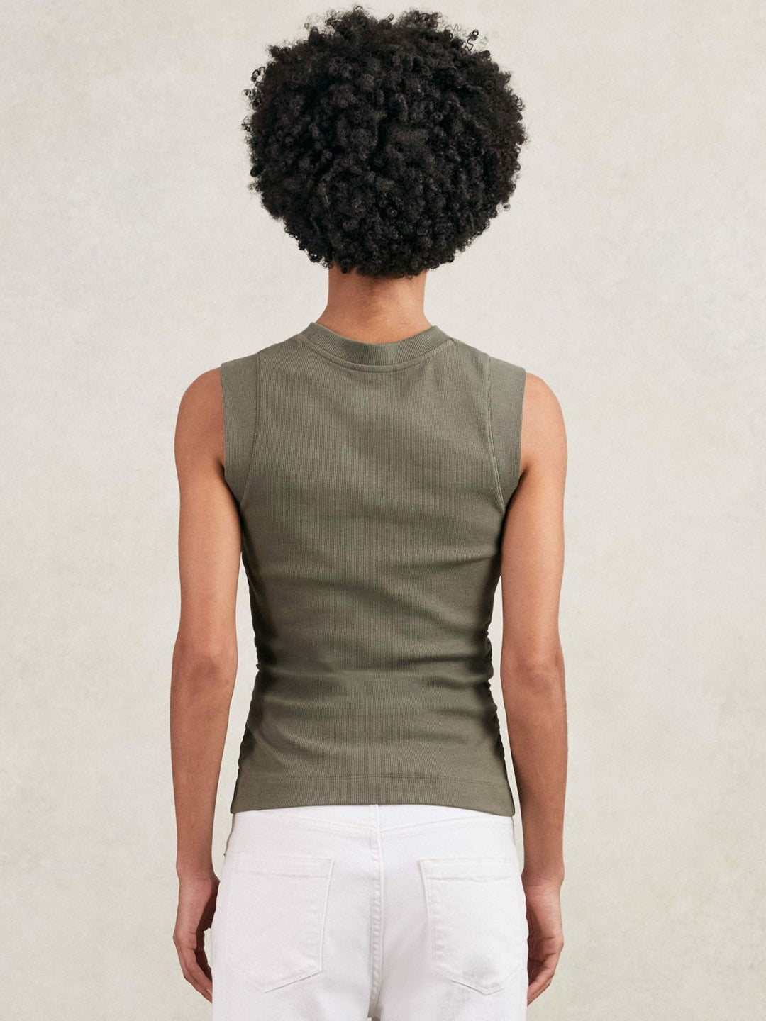 Ribbed Ruched Waist Vest in Khaki Green | Reiss Women Popular