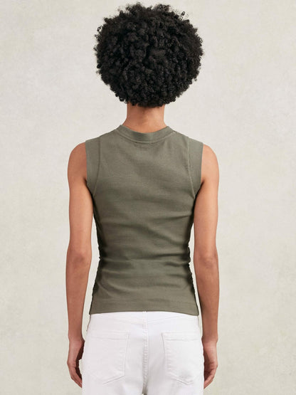 Ribbed Ruched Waist Vest in Khaki Green | Reiss Women Popular