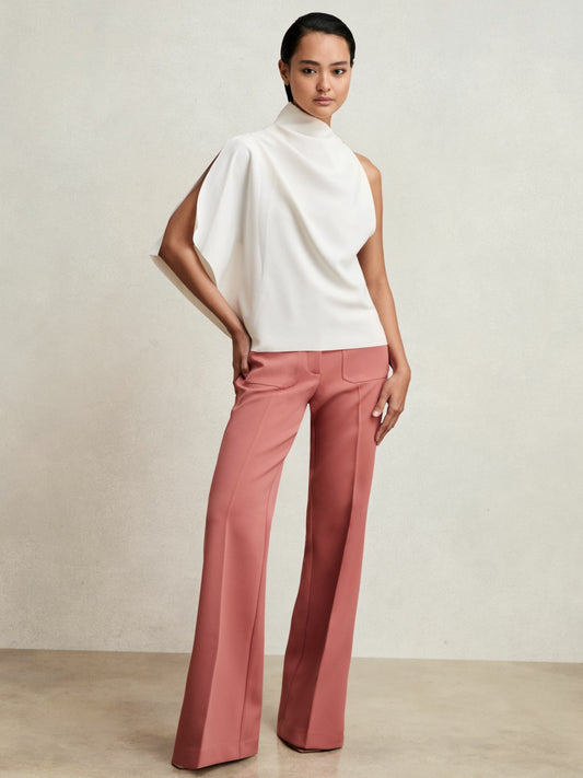 One-Shoulder Draped Top in Ivory | Reiss Women Exclusive