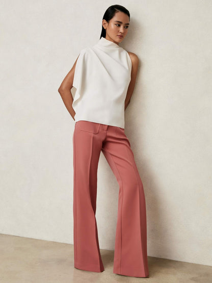 One-Shoulder Draped Top in Ivory | Reiss Women Exclusive