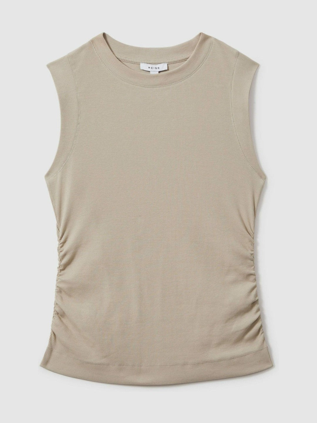Ribbed Ruched Waist Vest in Camel | Reiss Women Exclusive