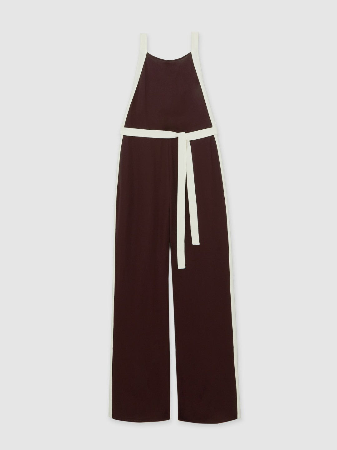 Petite Colourblock Wide Leg Belted Jumpsuit in Burgundy/Cream | Reiss Women Trending
