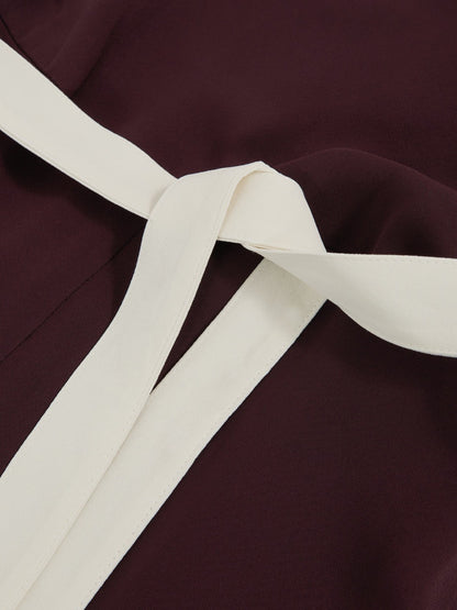 Petite Colourblock Wide Leg Belted Jumpsuit in Burgundy/Cream | Reiss Women Trending