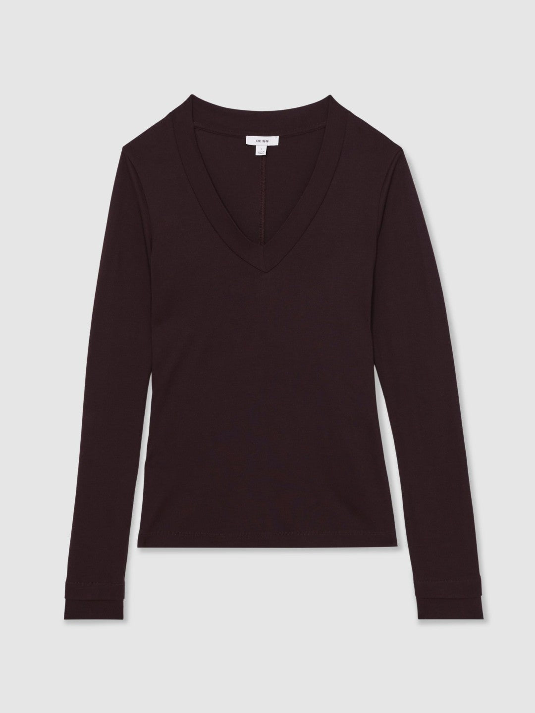 Jersey V-Neck Top in Plum | Reiss Women Featured