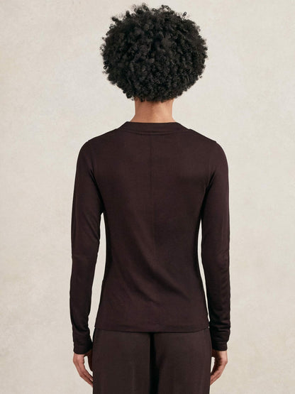 Jersey V-Neck Top in Plum | Reiss Women Featured