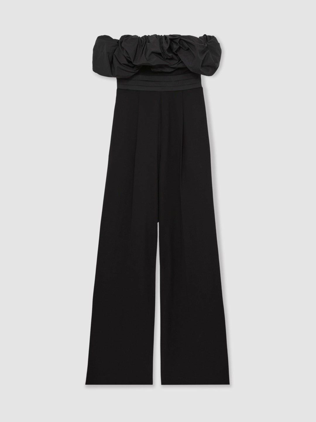 Sculptural Strapless Wide-Leg Jumpsuit in Black | Reiss Women Featured