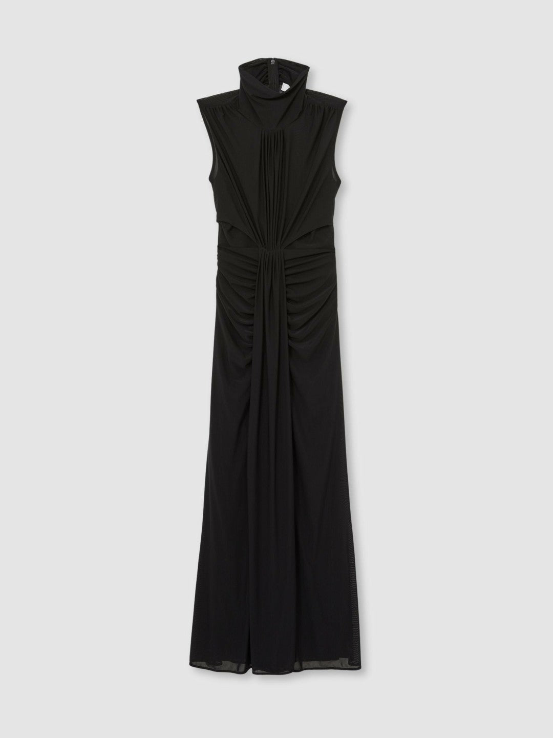 Petite Sheer Ruched Maxi Dress in Black | Reiss Women Best Seller