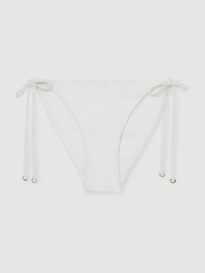 Side Tie Bikini Bottoms in White | Reiss Women Exclusive
