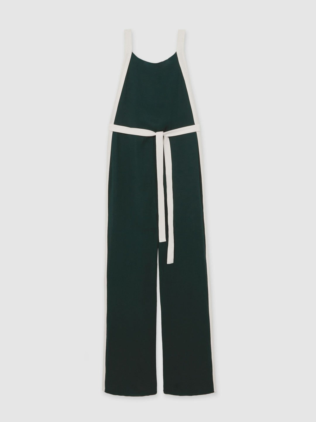 Petite Colourblock Wide Leg Belted Jumpsuit in Dark Green/Cream | Reiss Women Popular