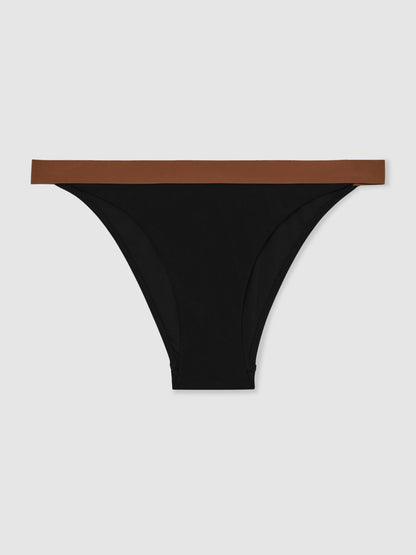 Contrast-Trim Bikini Bottoms in Black/Tan | Reiss Women Trending