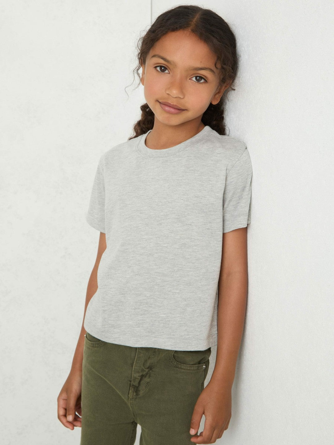 3-9 yrs Cotton-Blend Crew-Neck T-Shirt in Grey Marl | Reiss Children & Baby Exclusive