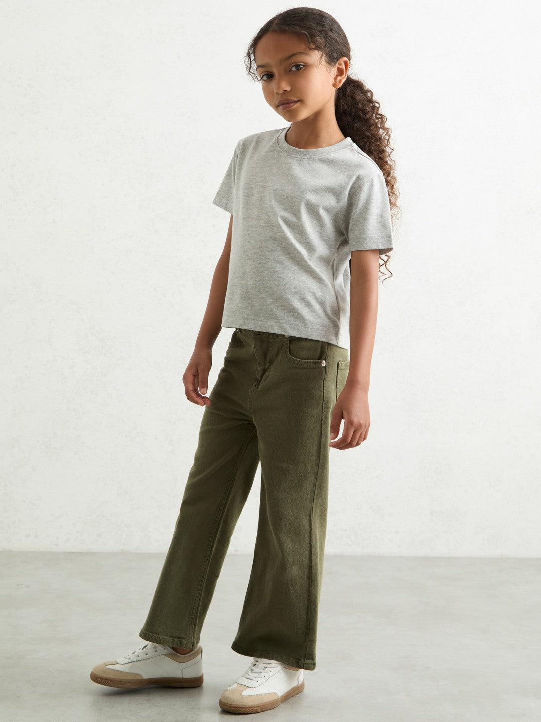 3-9 yrs Cotton-Blend Crew-Neck T-Shirt in Grey Marl | Reiss Children & Baby Exclusive