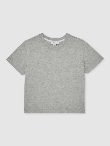 9-13 yrs Cotton-Blend Crew-Neck T-Shirt in Grey Marl | Reiss Children & Baby New