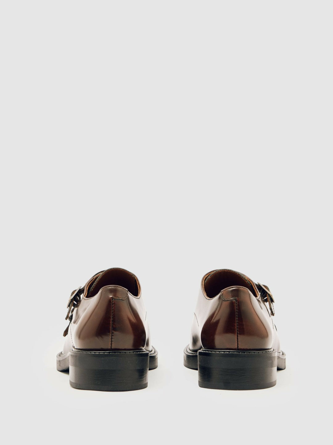 Leather Double-Strap Monk Shoes in Tan | Reiss Women New