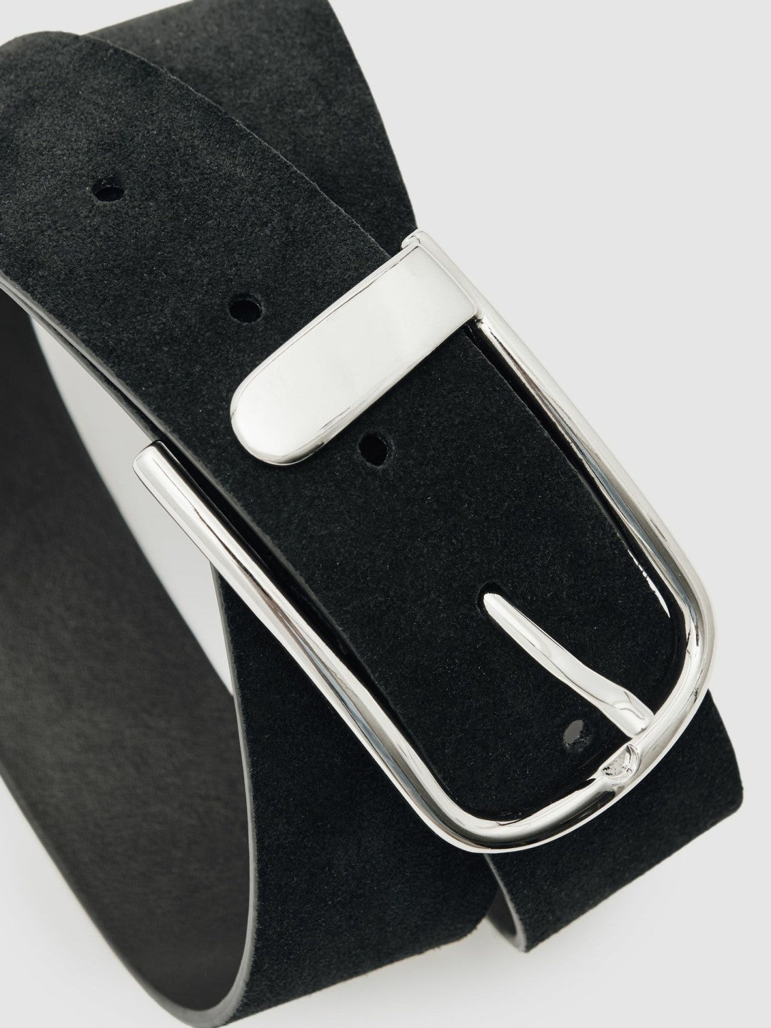 Suede Half-Keeper Belt in Black | Reiss Women Exclusive