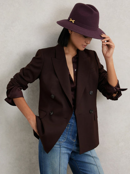 Wool Fedora Hat in Burgundy | Reiss Women Signature