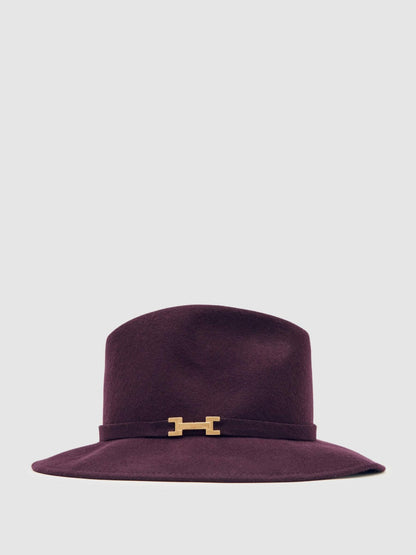 Wool Fedora Hat in Burgundy | Reiss Women Signature
