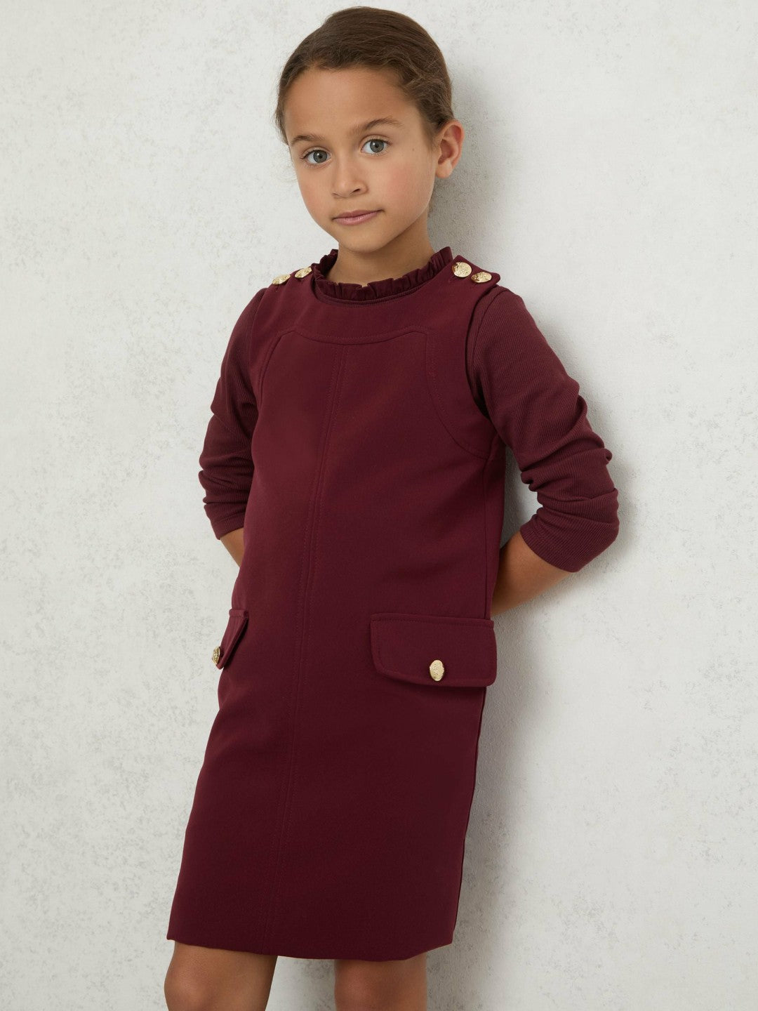 3-9 yrs Button-Detail Sleeveless Shift Dress in Berry | Reiss Children & Baby Popular