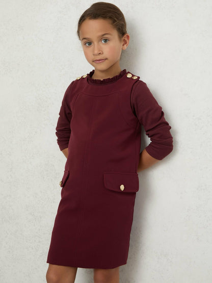 9-13 yrs Button-Detail Sleeveless Shift Dress in Berry | Reiss Children & Baby Best Seller